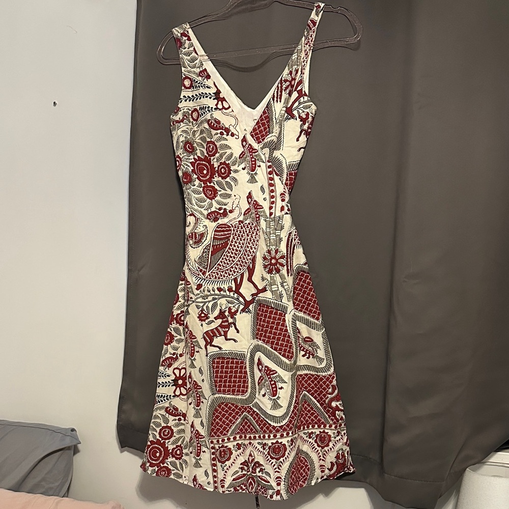 Floral Red and Cream Dress